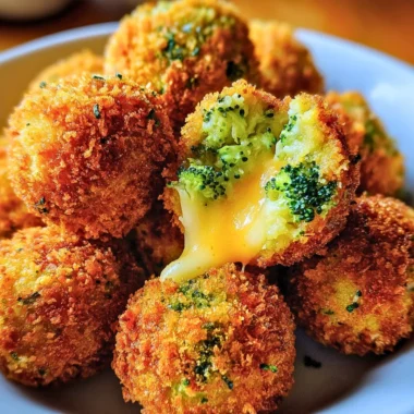 Crispy broccoli cheese balls served as a delicious snack or appetizer.