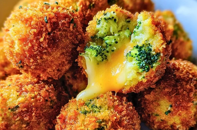 Crispy broccoli cheese balls served as a delicious snack or appetizer.