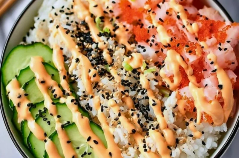 California Roll Sushi Bowl with fresh ingredients and vibrant presentation