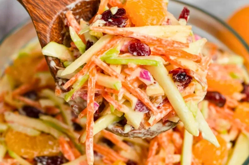 Fresh Carrot Apple Salad with grated carrots and diced apples