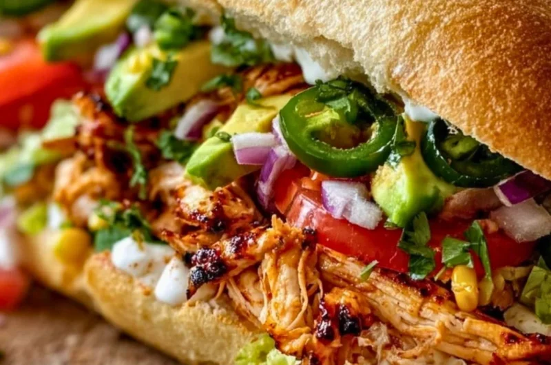 Delicious Chicken Torta Sandwich with fresh ingredients and rich flavors