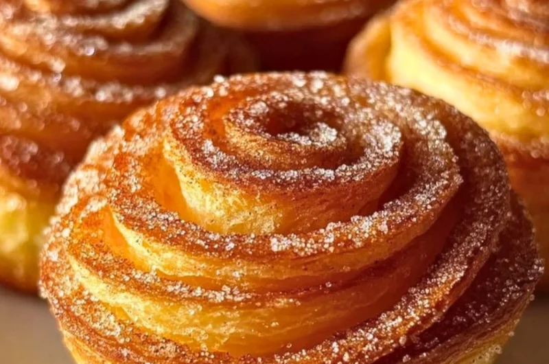 Delicious churro cruffins with cinnamon sugar topping and a soft, fluffy texture