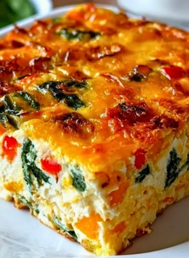 Cottage cheese and veggie bake fresh out of the oven
