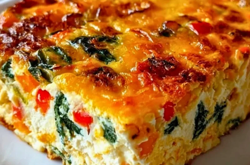 Cottage cheese and veggie bake fresh out of the oven
