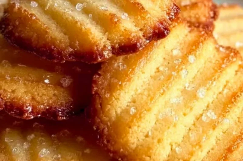 Freshly baked French salted butter cookies on a plate