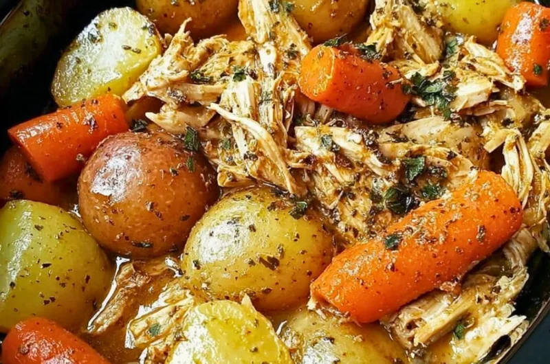 Crockpot Garlic Butter Chicken with herbs and spices