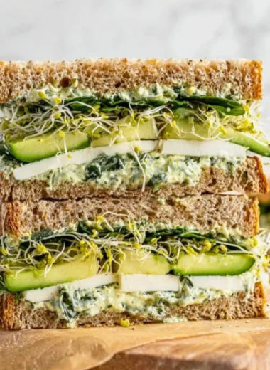Delicious Green Goddess Sandwich with fresh veggies and creamy dressing