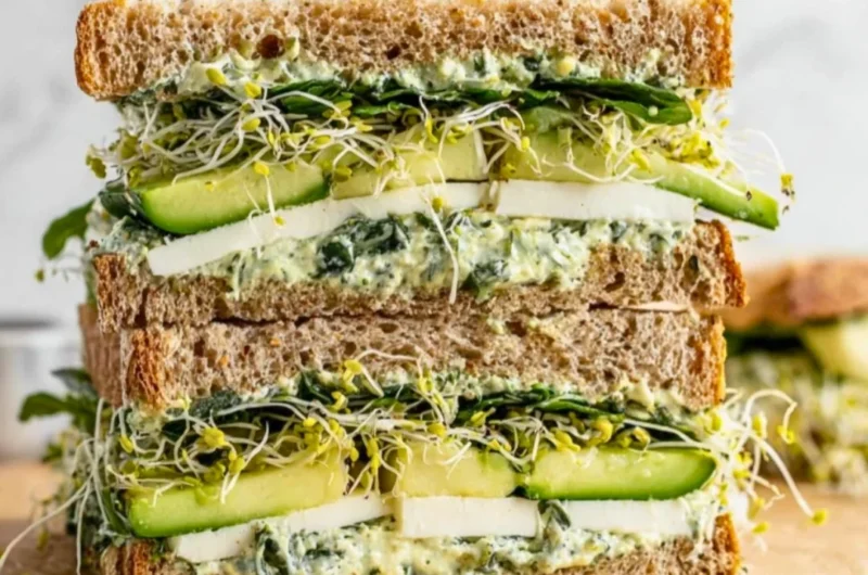 Delicious Green Goddess Sandwich with fresh veggies and creamy dressing