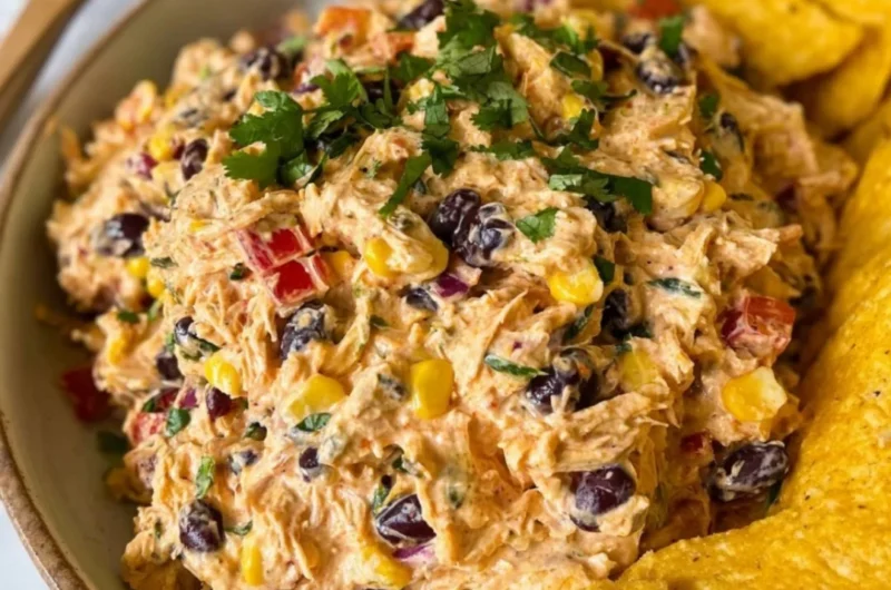 High-Protein Southwest Chicken Salad with fresh ingredients and vibrant colors