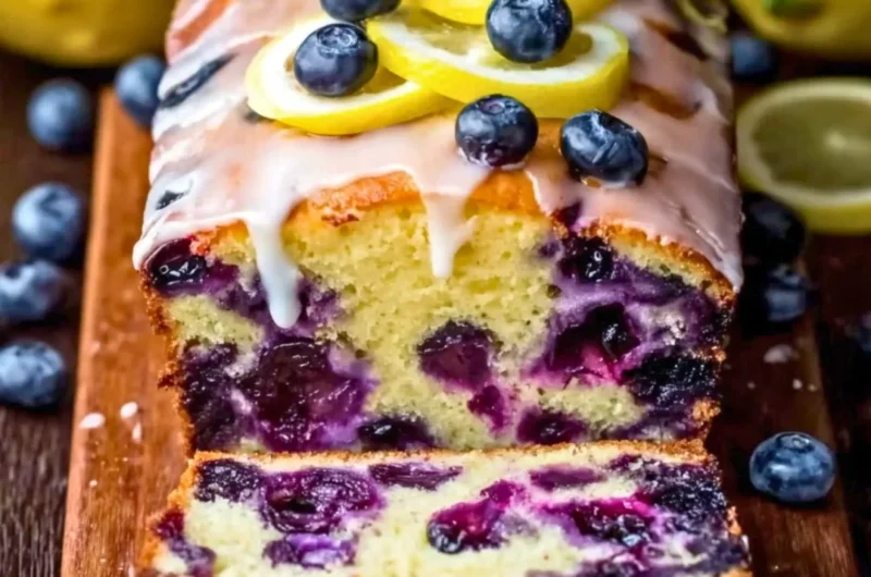 Homemade blueberry yogurt in a bowl topped with fresh blueberries