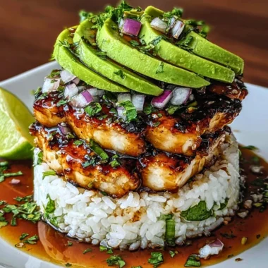 Honey Lime Chicken served with Avocado Rice Stack for a delicious meal