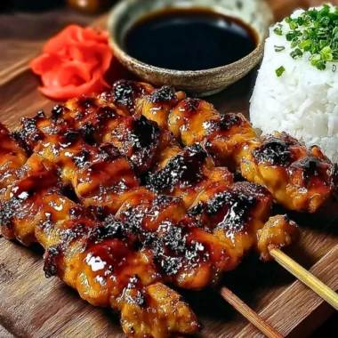 Delicious Chicken Yakitori skewers cooked to perfection on a grill.