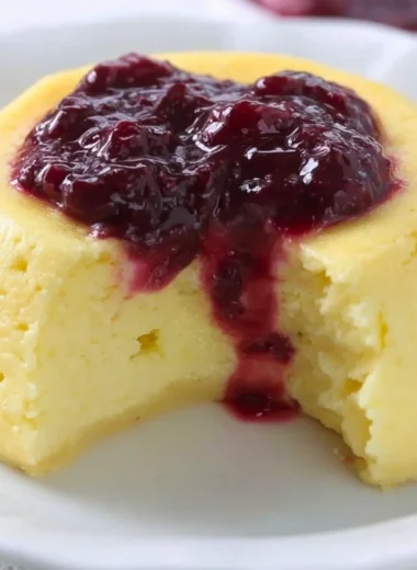 Delicious Keto Microwave Cheesecake topped with berries