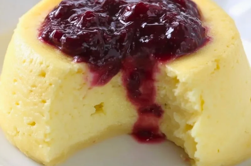 Delicious Keto Microwave Cheesecake topped with berries