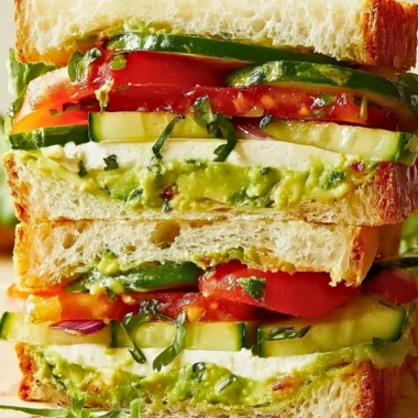 Loaded cucumber avocado sandwich with fresh ingredients