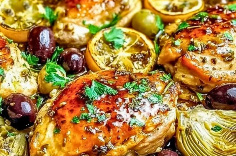 Succulent Mediterranean chicken dish with fresh herbs and vibrant vegetables