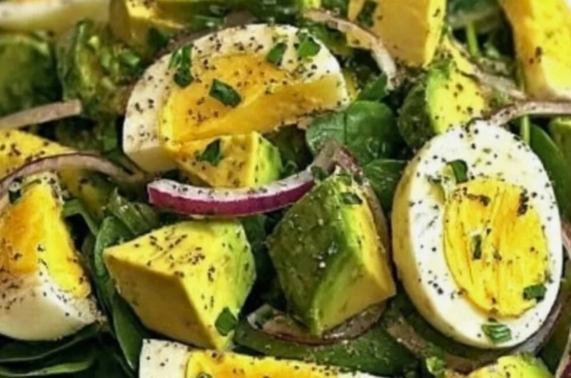 Power Salad featuring avocado, egg, and spinach in a fuel bowl