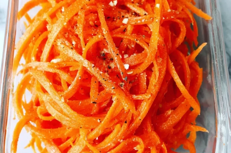 Fresh raw carrot salad with herbs and dressing