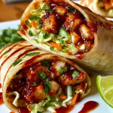 Delicious sweet chili chicken wraps with fresh ingredients and vibrant flavors