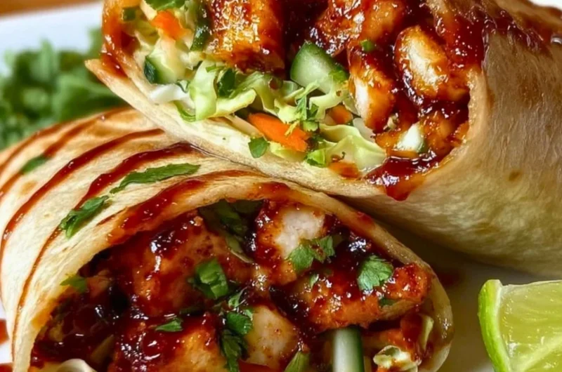Delicious sweet chili chicken wraps with fresh ingredients and vibrant flavors