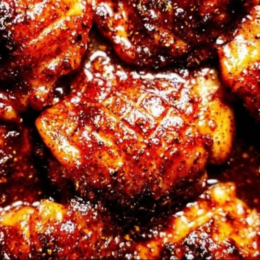 Delicious 30-minute oven baked boneless skinless chicken thighs on a plate