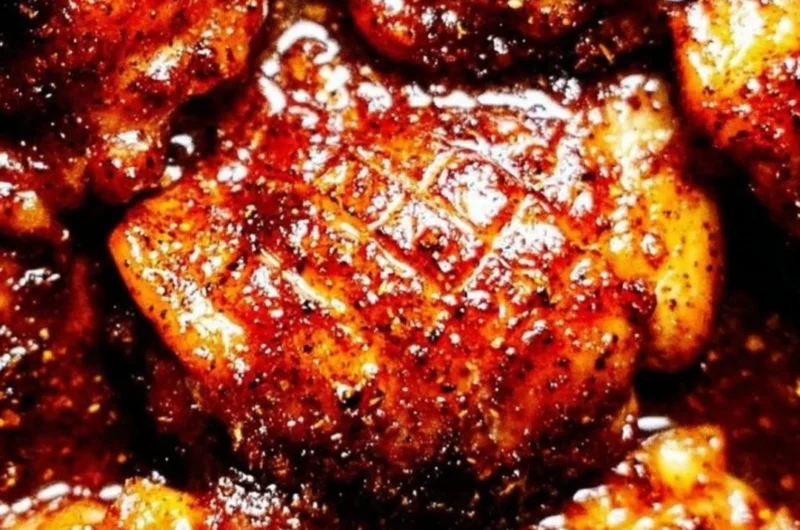 Delicious 30-minute oven baked boneless skinless chicken thighs on a plate