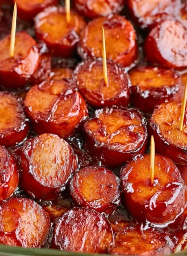 Grilled BBQ sausage on the barbecue with garnish