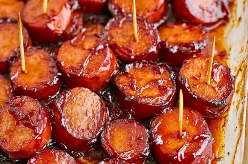 Grilled BBQ sausage on the barbecue with garnish