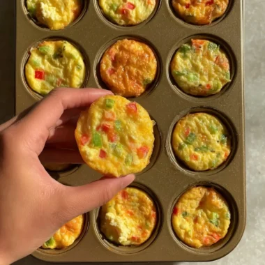 Delicious breakfast egg muffins with vegetables and cheese