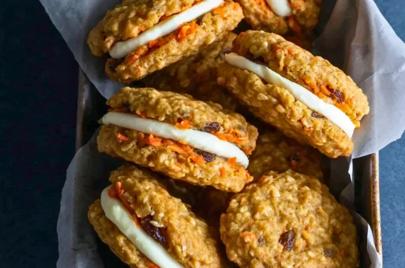 Delicious carrot cake cookies with spices and frosting on top