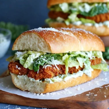 Delicious Chicken Caesar Sandwich with lettuce and dressing