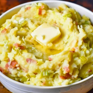Delicious serving of Colcannon, an Irish potato and greens dish.