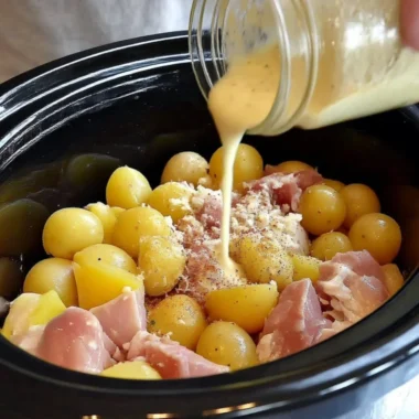 Crock Pot Parmesan Garlic Chicken served with potatoes on a plate