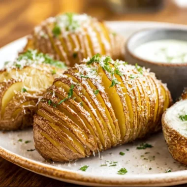 Crispy Hasselback Potatoes baked to perfection with herbs and spices