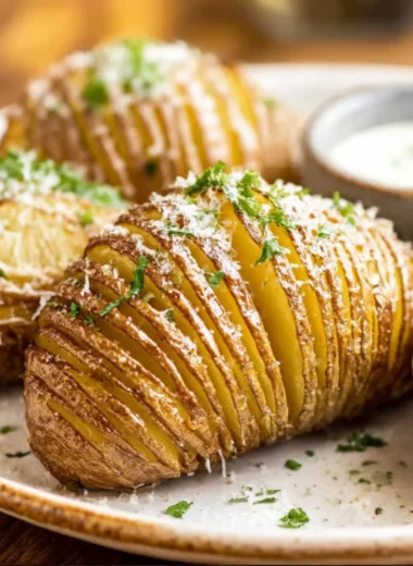 Crispy Hasselback Potatoes baked to perfection with herbs and spices
