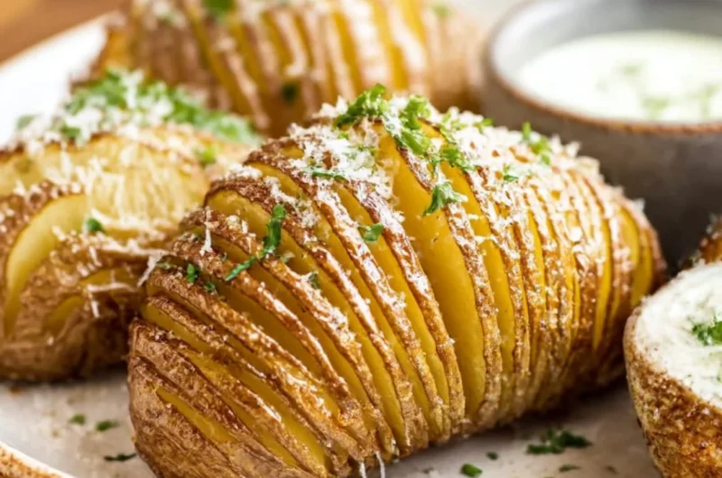 Crispy Hasselback Potatoes baked to perfection with herbs and spices