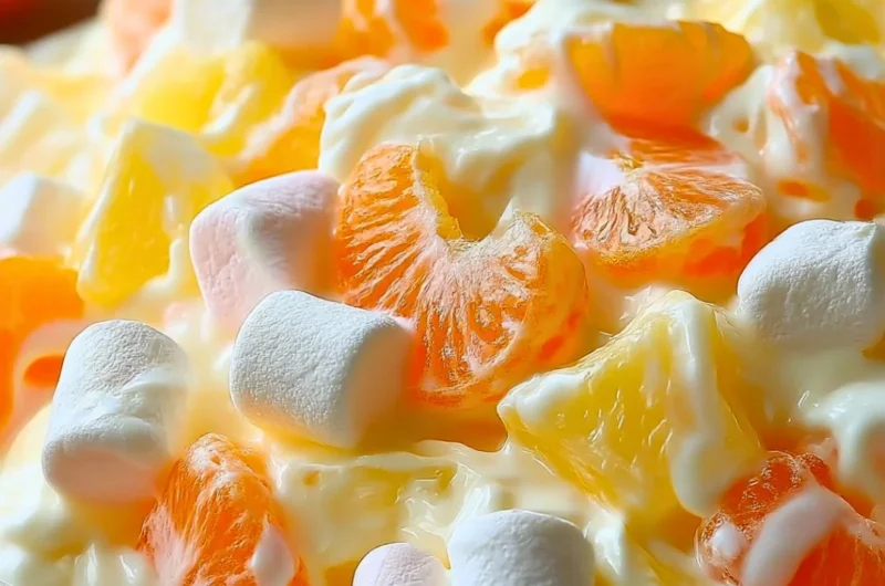 Bowl of colorful Hawaiian fruit salad with tropical ingredients