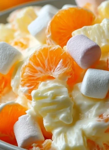 Colorful Hawaiian Fruit Salad with tropical fruits like pineapple and mango.