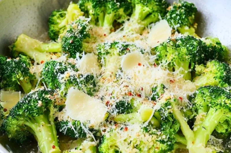 Delicious Garlic Parmesan Broccoli served as a healthy side dish.
