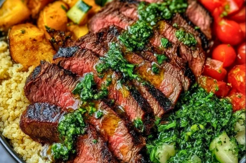 Mediterranean Steak Bowl with fresh vegetables and flavorful ingredients