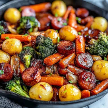 One-Pan Honey Garlic Kielbasa with colorful veggies for a quick family meal