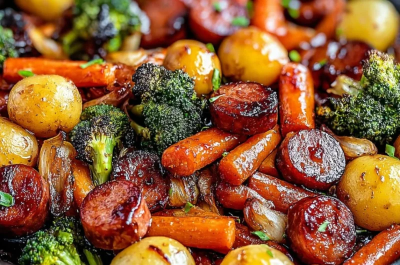 One-Pan Honey Garlic Kielbasa with colorful veggies for a quick family meal