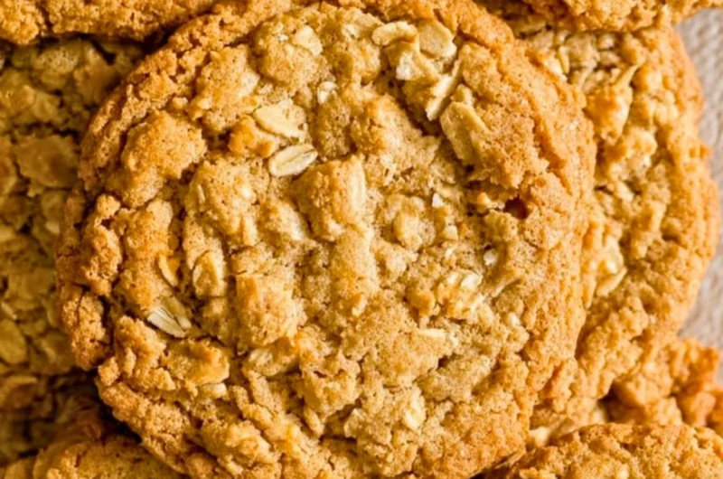 Delicious Peanut Butter Oatmeal Cookies on a wooden table