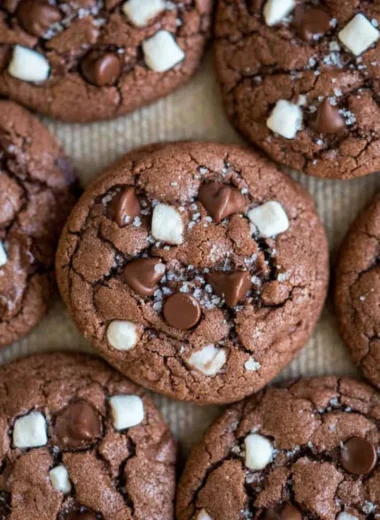 Delicious hot chocolate cookies decorated for Christmas baking