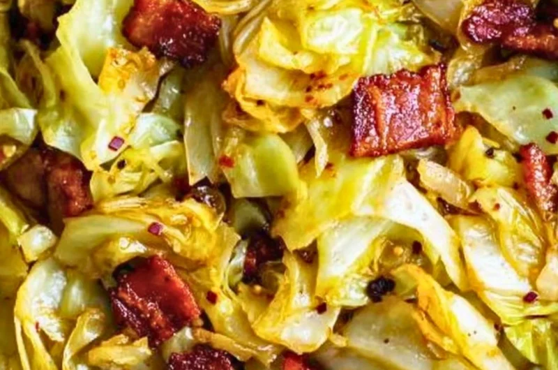 Delicious Southern fried cabbage served as a side dish