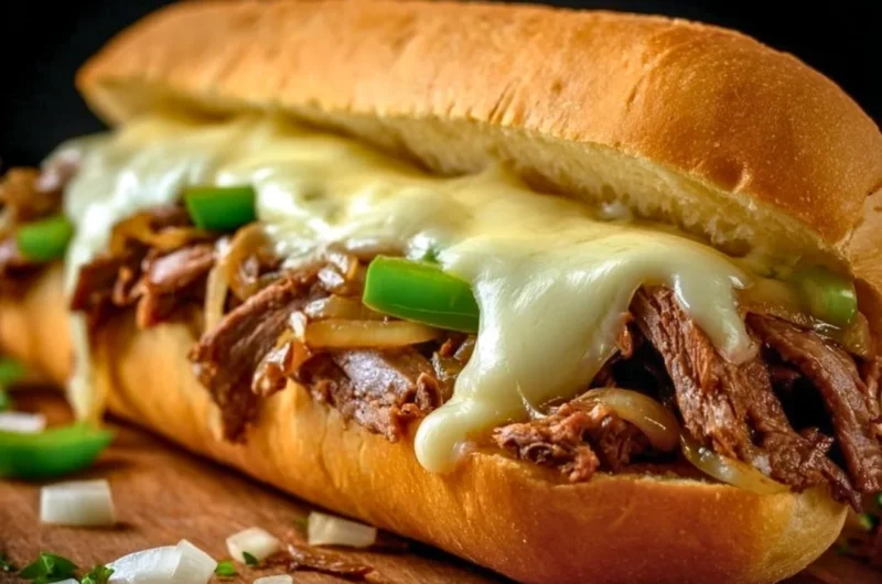 Authentic Blackstone Philly Cheesesteak with grilled meat and melted cheese