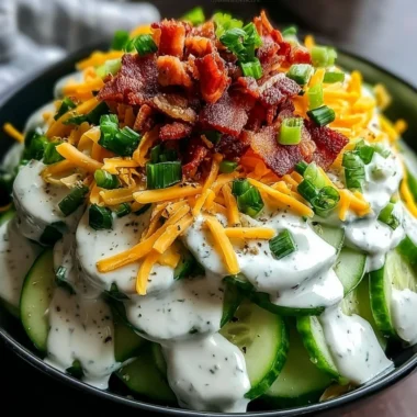Delicious Cucumber Ranch Crack Salad in a bowl with fresh ingredients