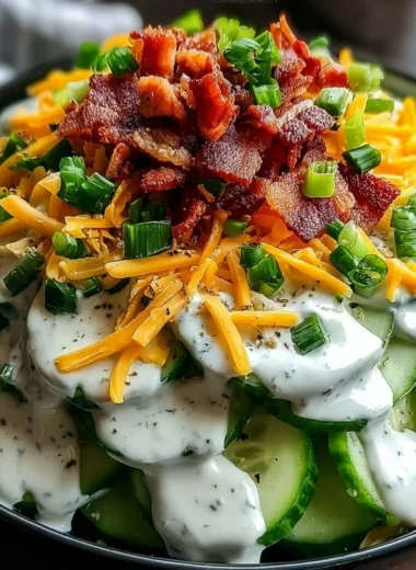 Delicious Cucumber Ranch Crack Salad in a bowl with fresh ingredients