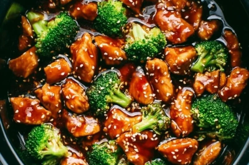 Delicious Dump and Go Crockpot Teriyaki Chicken meal ready to serve.