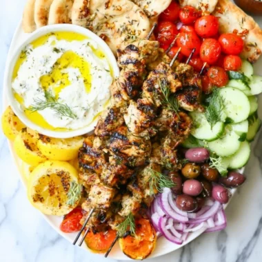 Delicious Greek Chicken Kabobs with vibrant vegetables on a grill